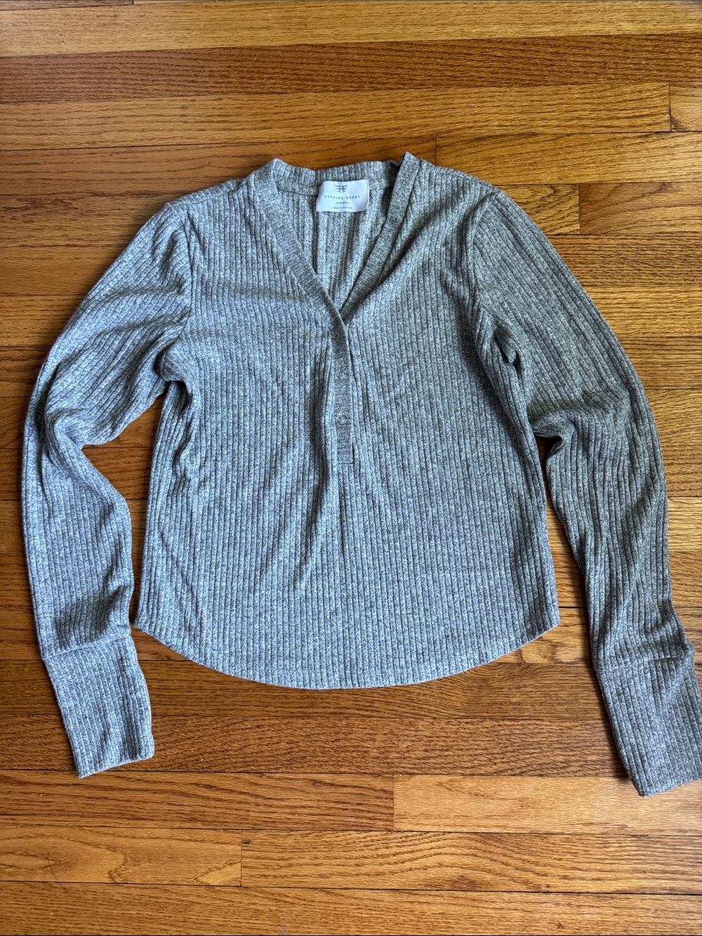 Heroine Sport Ribbed Long Sleeve Henley Top